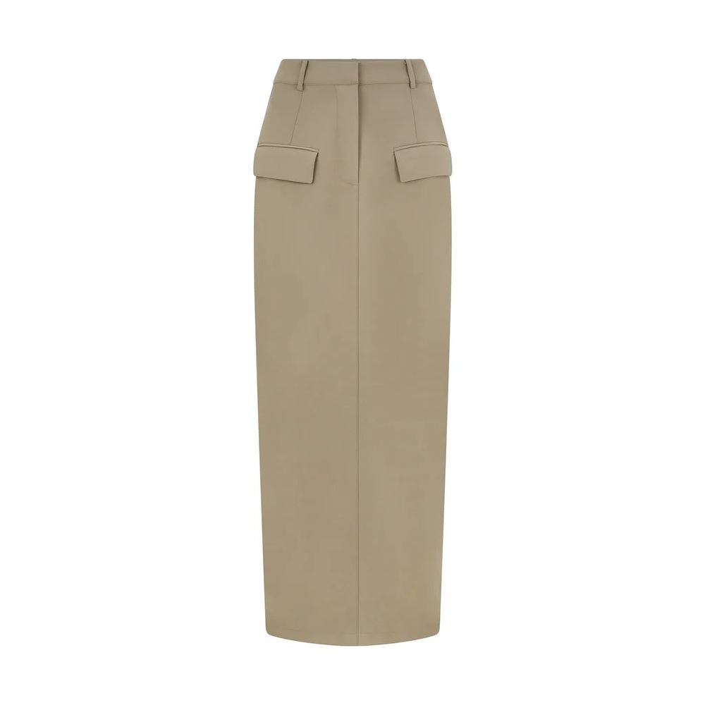 Elegant Beige Halter Maxi Skirt - Picture 2 of 6